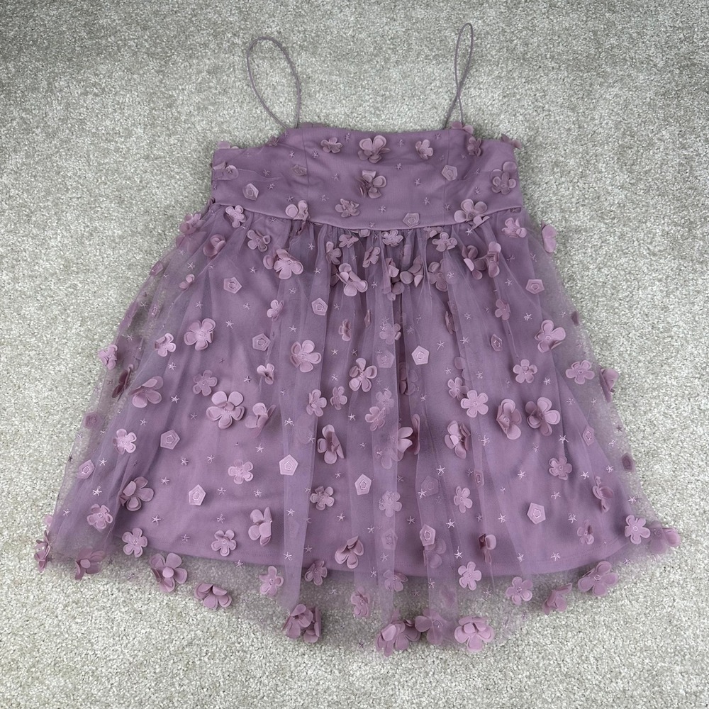 Trixxi Purple 3D Floral Tulle Babydoll Mini Dress Medium Fairycore Coquette Prom